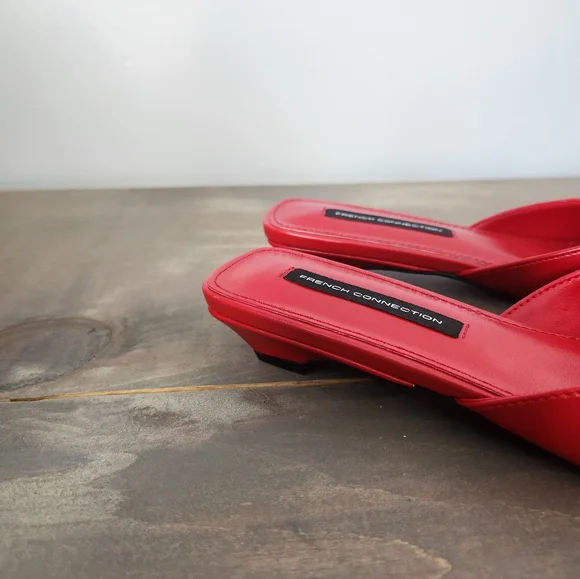 French Connection Red Heart Kitten Mule Heels - Size 8 - Picture 3 of 7